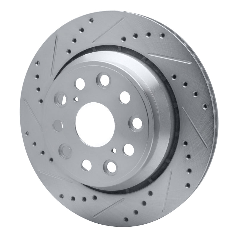R1 Concepts R1 07-17 Lexus LS460 Rear Left Drilled & Slotted Silver Brake Rotor