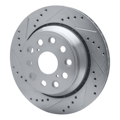 R1 Concepts R1 07-17 Lexus LS460 Rear Left Drilled & Slotted Silver Brake Rotor