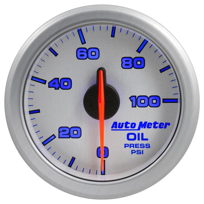 Autometer Airdrive 2-1/6in Oil Pressure Gauge 0-100 PSI - Silver