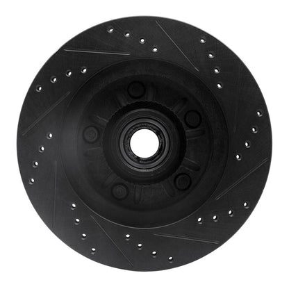 R1 Concepts R1 97-99 Ford F-150 RWD Front Left Drilled & Slotted Black Brake Rotor