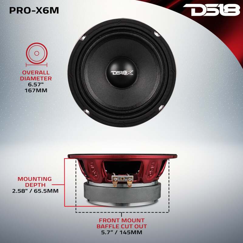 DS18 6.5in 250 Watts RMS 8 ohm Mid-Range Loudspeaker