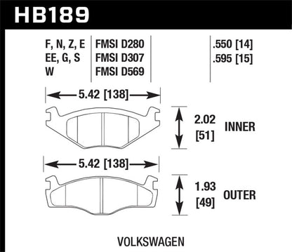 Hawk Performance Hawk Blue 9012 Brake Pads Volkswagen
