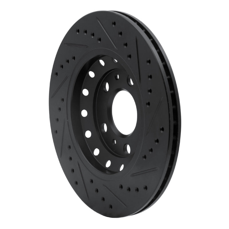 R1 Concepts R1 04-10 Audi A8 Rear Left Drilled & Slotted Black Brake Rotor