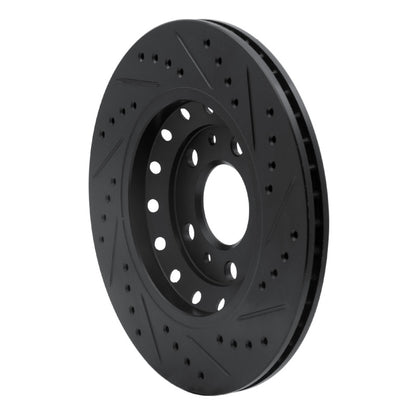 R1 Concepts R1 04-10 Audi A8 Rear Left Drilled & Slotted Black Brake Rotor