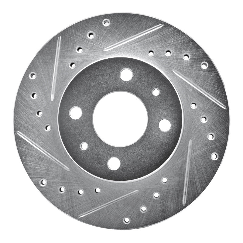 R1 Concepts R1 88-06 Nissan Sentra Front Left Drilled & Slotted Silver Brake Rotor