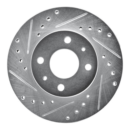 R1 Concepts R1 88-06 Nissan Sentra Front Left Drilled & Slotted Silver Brake Rotor