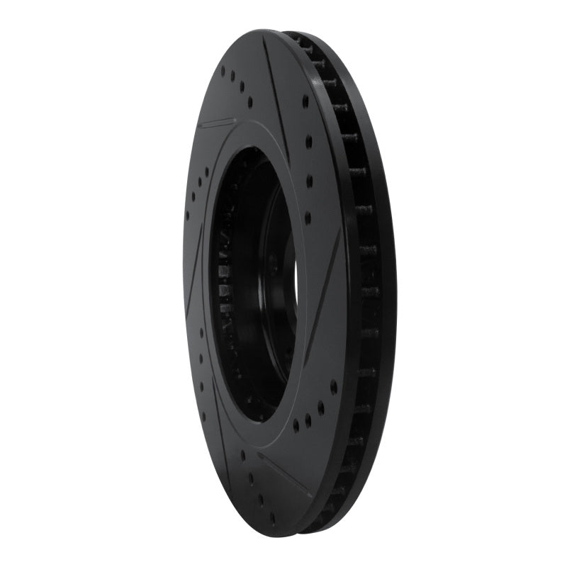 R1 Concepts R1 07-15 Nissan Sentra Front Left Drilled & Slotted Black Brake Rotor