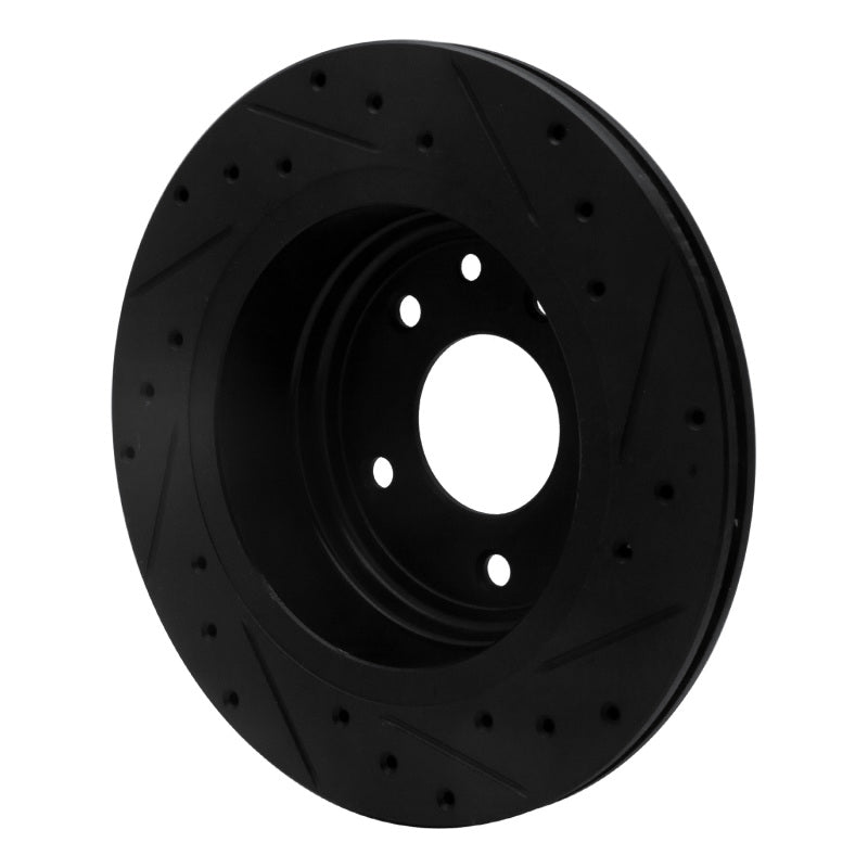 R1 Concepts R1 95-06 Jaguar XJ8 Rear Left Drilled & Slotted Black Brake Rotor