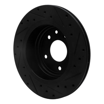 R1 Concepts R1 95-06 Jaguar XJ8 Rear Left Drilled & Slotted Black Brake Rotor