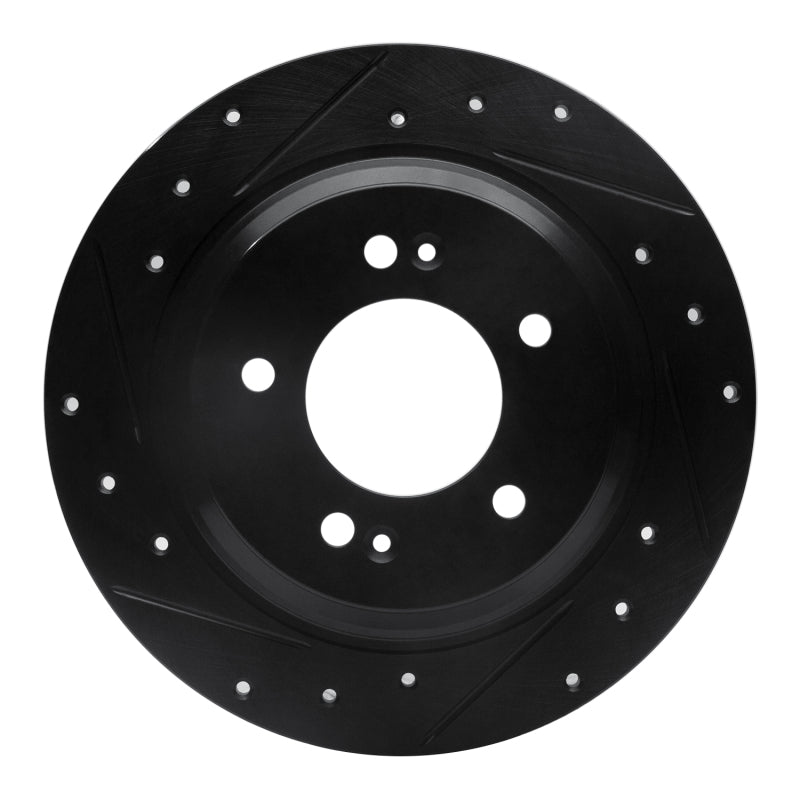 R1 Concepts R1 13-25 Hyundai Kona Rear Left Drilled & Slotted Black Brake Rotor
