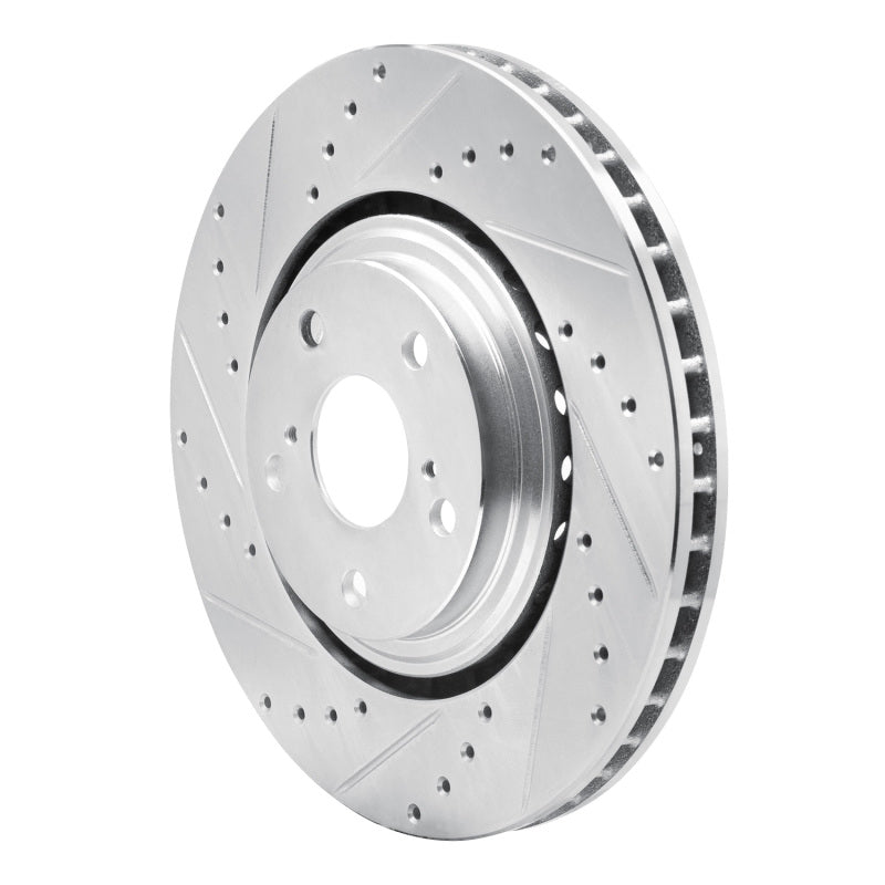 R1 Concepts R1 08-21 Lexus NX200T Front Left Drilled & Slotted Silver Brake Rotor
