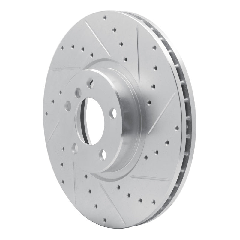 R1 Concepts R1 07-18 BMW X5 Front Right Drilled & Slotted Silver Brake Rotor