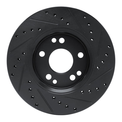 R1 Concepts R1 90-92 Mercedes-Benz 300TE Front Left Drilled & Slotted Black Brake Rotor