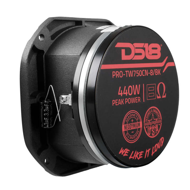 DS18 4in Super Bullet Tweeter Neodymium 220 Watts RMS 1.5in Titanium Vc 8 ohm Black
