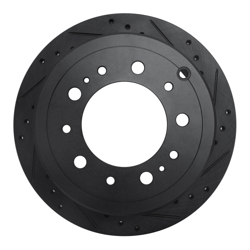 R1 Concepts R1 98-07 Lexus LX470 Rear Right Drilled & Slotted Black Brake Rotor