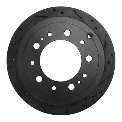 R1 Concepts R1 98-07 Lexus LX470 Rear Right Drilled & Slotted Black Brake Rotor