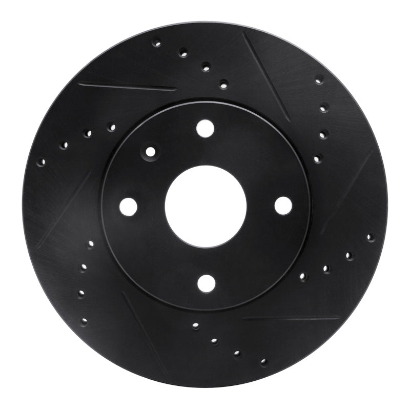 R1 Concepts R1 04-10 Chevrolet Epica (USA/Canada) Front Right Drilled & Slotted Black Brake Rotor