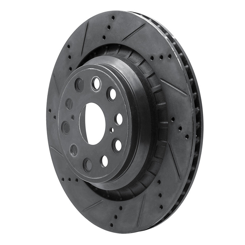 R1 Concepts R1 07-17 Lexus LS460 Left Rear Drilled & Slotted Black Brake Rotor