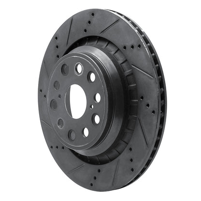 R1 Concepts R1 07-17 Lexus LS460 Left Rear Drilled & Slotted Black Brake Rotor