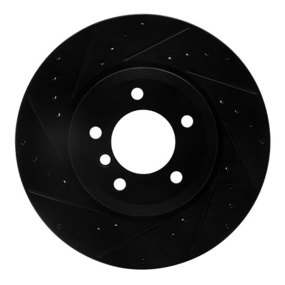 R1 Concepts R1 01-08 BMW 330I Front Left Drilled & Slotted Black Brake Rotor