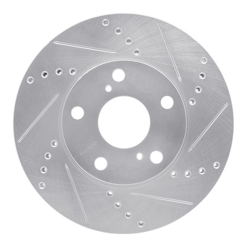 R1 Concepts R1 92-06 Lexus ES300 Front Right Drilled & Slotted Silver Brake Rotor