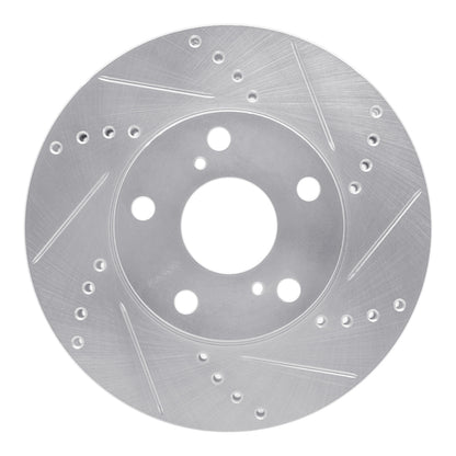 R1 Concepts R1 92-06 Lexus ES300 Front Right Drilled & Slotted Silver Brake Rotor