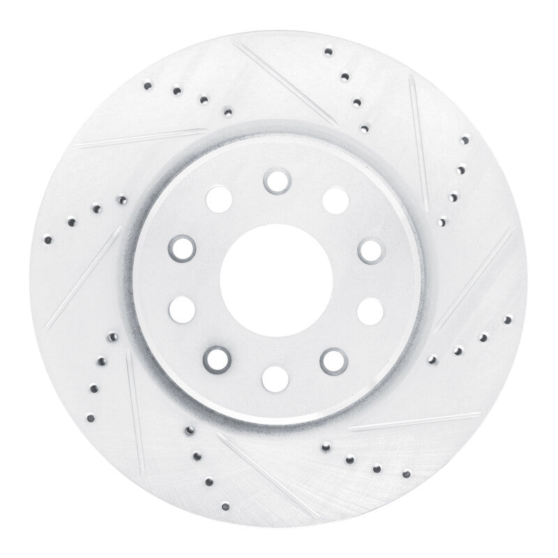 R1 Concepts R1 22-25 Jeep Grand Cherokee Front Right Drilled & Slotted Silver Brake Rotor