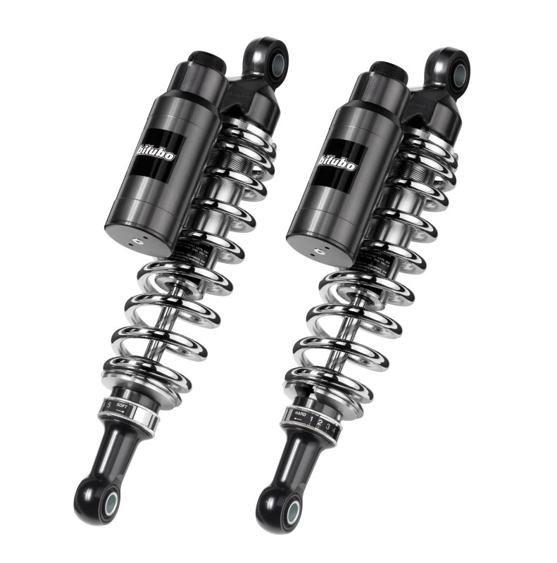 Bitubo Suspension Bitubo WMT0 Twinshocks Adj.: Spring Preload, Reb., Comp., Length 331mm, Piggyback Tank Chr Edition