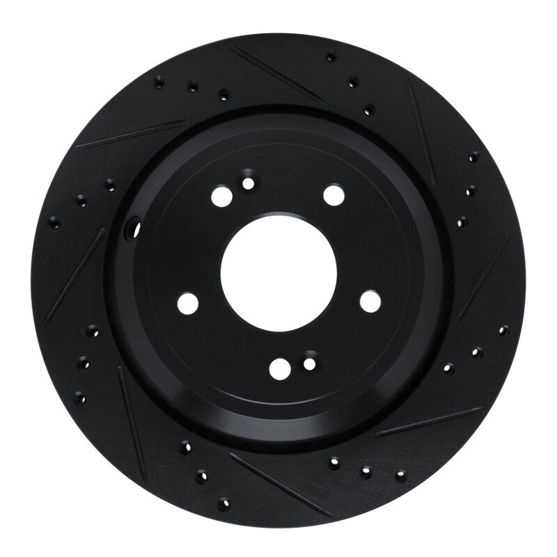 R1 Concepts R1 11-17 Hyundai Equus Rear Right Drilled & Slotted Black Brake Rotor