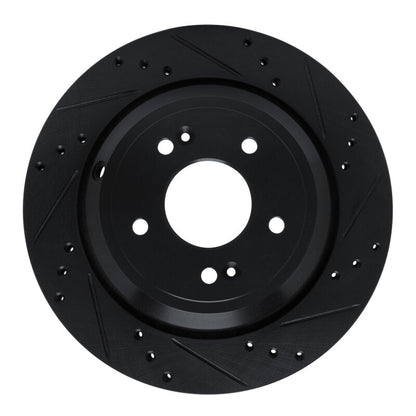 R1 Concepts R1 11-17 Hyundai Equus Rear Right Drilled & Slotted Black Brake Rotor