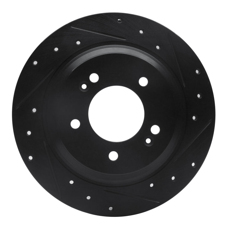 R1 Concepts R1 13-25 Hyundai Elantra GT Rear Right Drilled & Slotted Black Brake Rotor