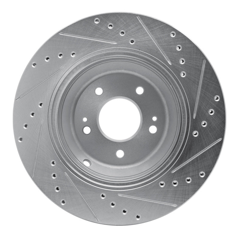 R1 Concepts R1 18-23 Genesis G80 Rear Left Drilled & Slotted Silver Brake Rotor