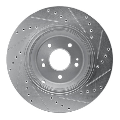 R1 Concepts R1 18-23 Genesis G80 Rear Left Drilled & Slotted Silver Brake Rotor