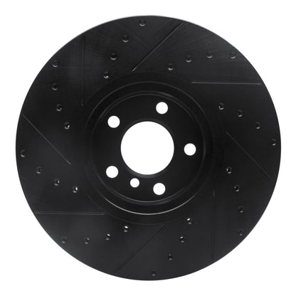 R1 Concepts R1 07-18 BMW X6 Front Right Drilled & Slotted Black Brake Rotor