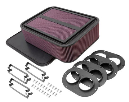 K&N Engineering K&N Custom Racing Air Filter - Rectangular Carbon Fiber 4in Air Box w/ 2.75in Air Horn