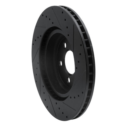 R1 Concepts R1 09-23 Dodge Challenger Front Left Drilled & Slotted Black Brake Rotor