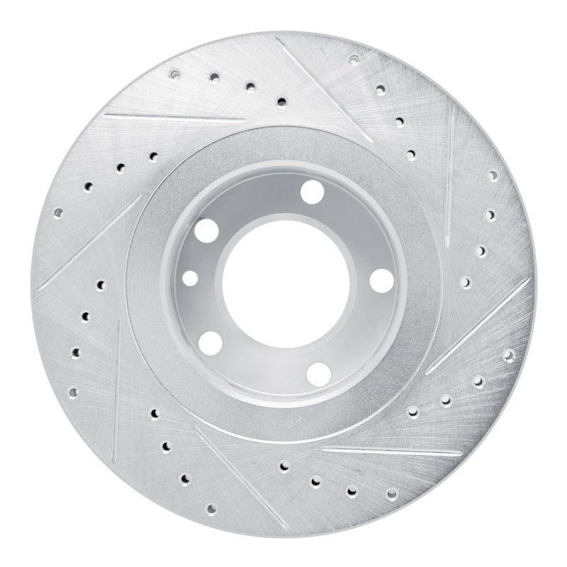 R1 Concepts R1 87-88 BMW M6 Front Left Drilled & Slotted Silver Brake Rotor