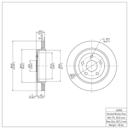 DFC 11-25 Dodge Durango Rear Brake Rotor