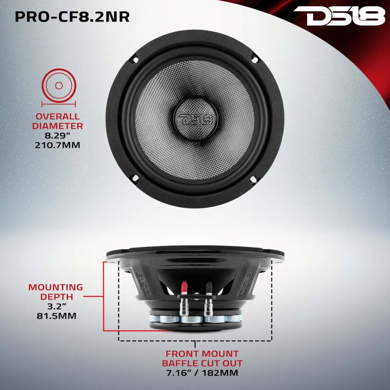 DS18 8in 300 Watts RMS 2 ohm Mid-Bass Loudspeaker Neodymium