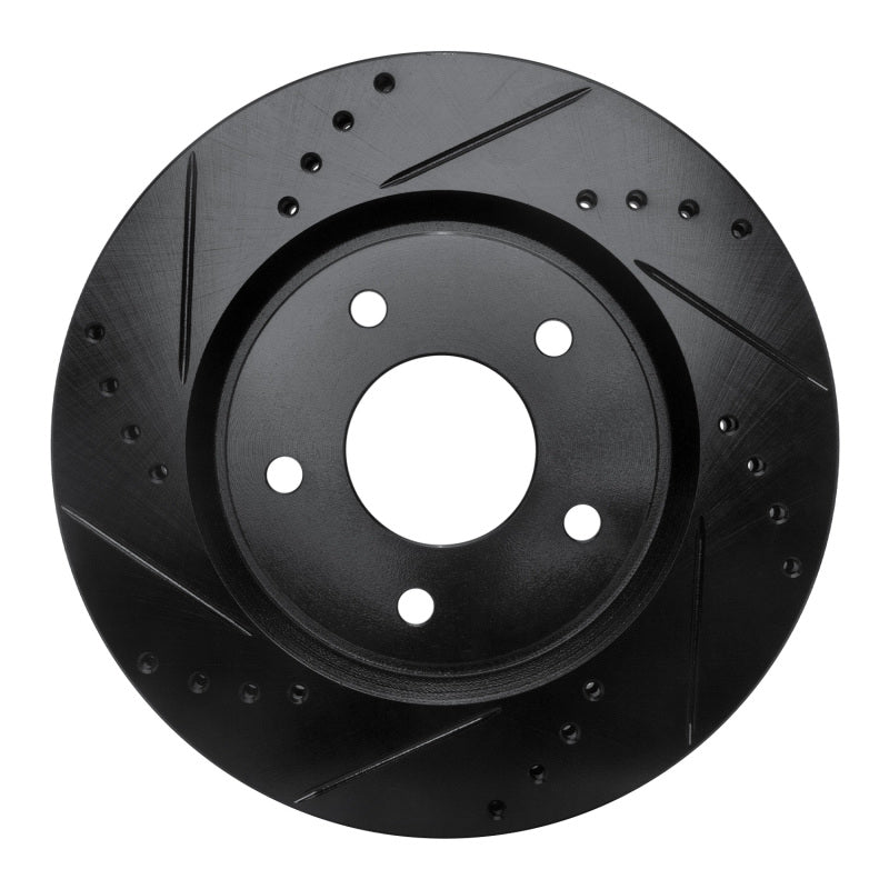 R1 Concepts R1 07-15 Nissan Sentra Front Left Drilled & Slotted Black Brake Rotor