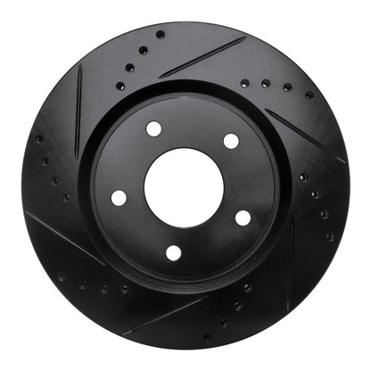 R1 Concepts R1 07-15 Nissan Sentra Front Left Drilled & Slotted Black Brake Rotor