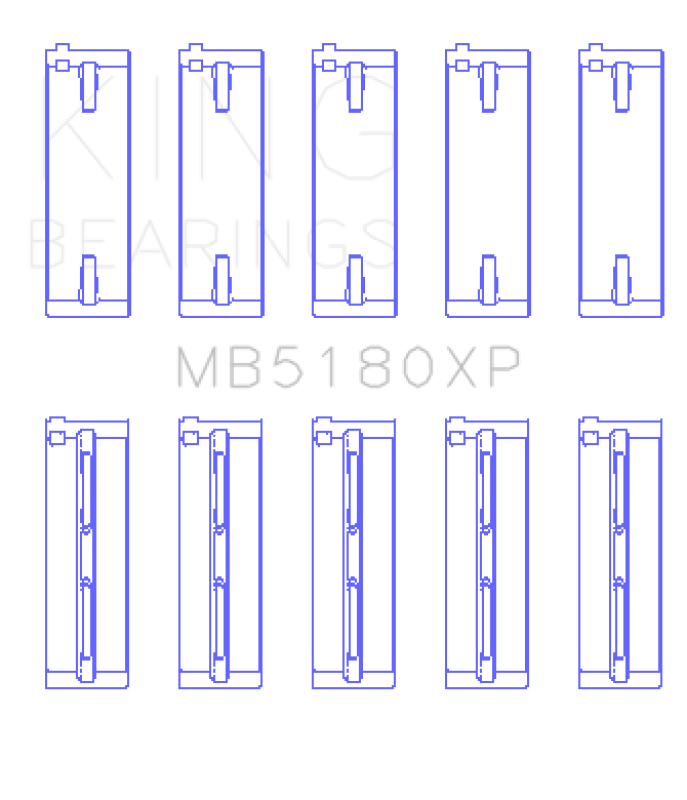 King Engine Bearings Renault R9/R11 (Size +0.50mm) Main Bearing Set