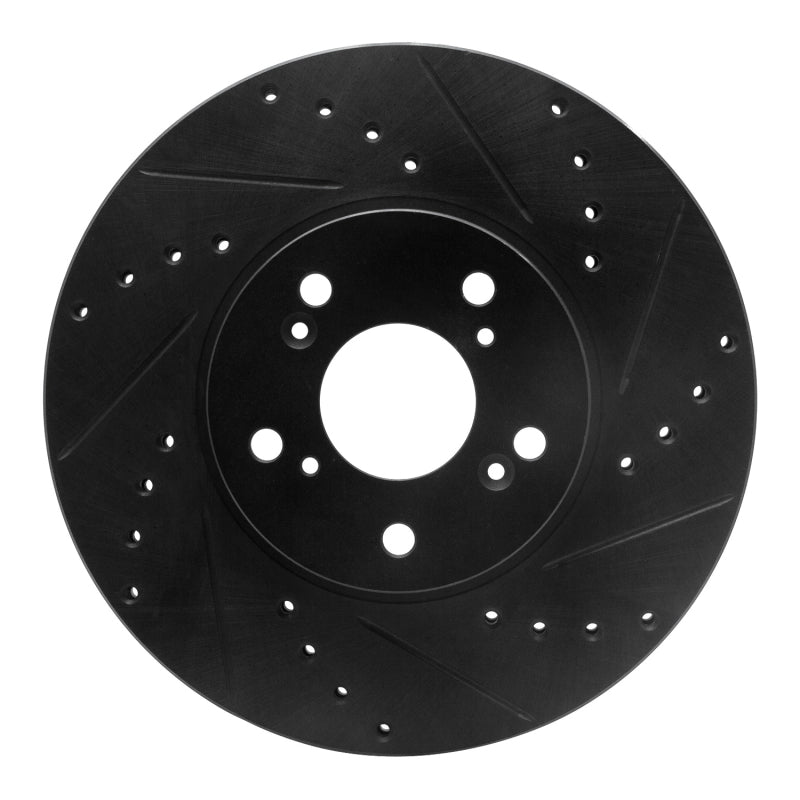 R1 Concepts R1 04-14 Acura TSX Front Right Drilled & Slotted Black Brake Rotor