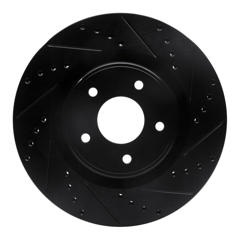 R1 Concepts R1 2013-2025 Infiniti Q60 Front Right Drilled & Slotted Black Brake Rotor