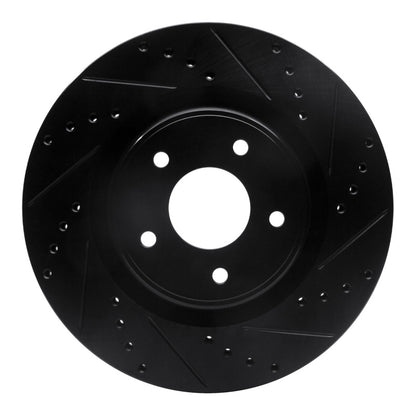 R1 Concepts R1 2013-2025 Infiniti Q60 Front Right Drilled & Slotted Black Brake Rotor