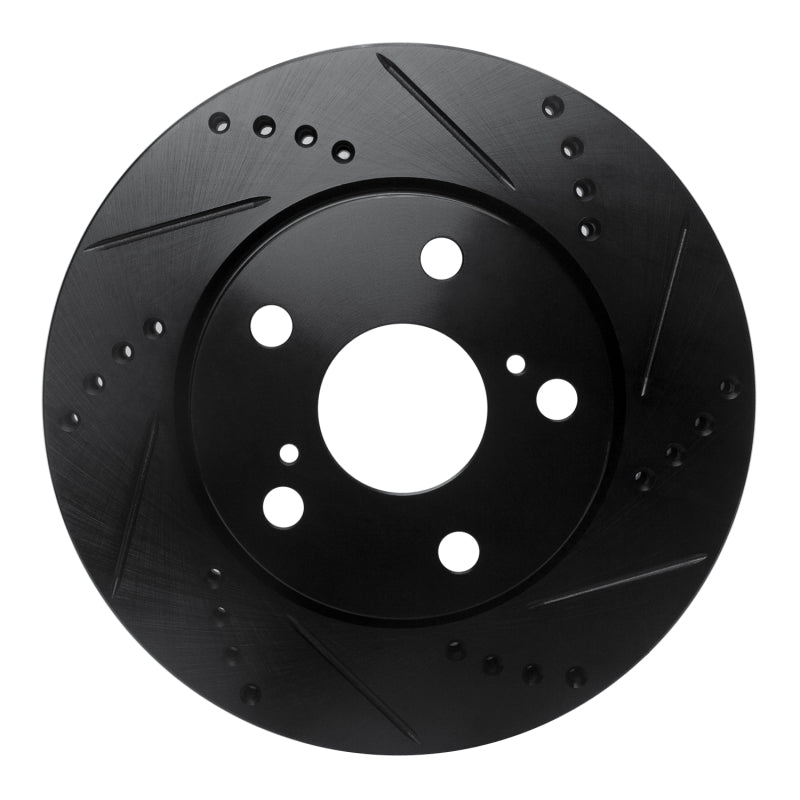 R1 Concepts R1 06-18 Lexus HS250H Front Right Drilled & Slotted Black Brake Rotor