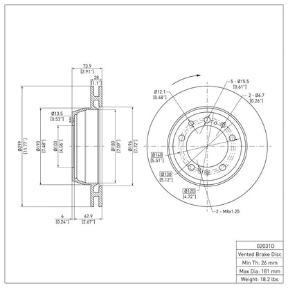 DFC 91-97 Porsche 911 Right Rear Brake Rotor