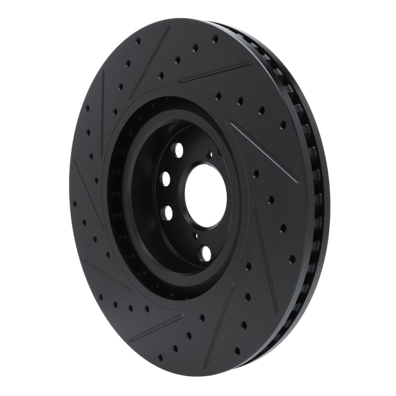 R1 Concepts R1 11-25 Lexus IS200T Right Front Drilled & Slotted Black Brake Rotor