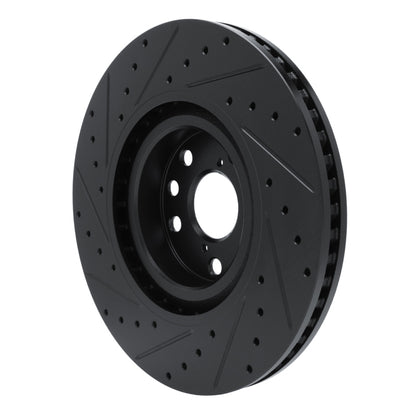 R1 Concepts R1 11-25 Lexus IS200T Right Front Drilled & Slotted Black Brake Rotor