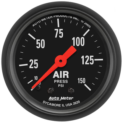 Autometer Z Series 52mm 0-150 PSI Mechanical Air Pressure Gauge